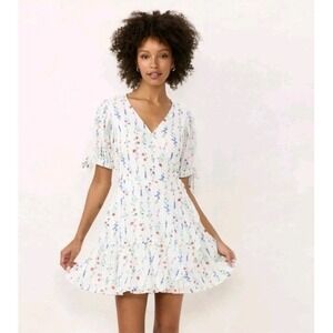 Lauren Conrad Ruffle Trim Puff Sleeve Wrap Mini Dress Size 2X  Cottagecore Fairy